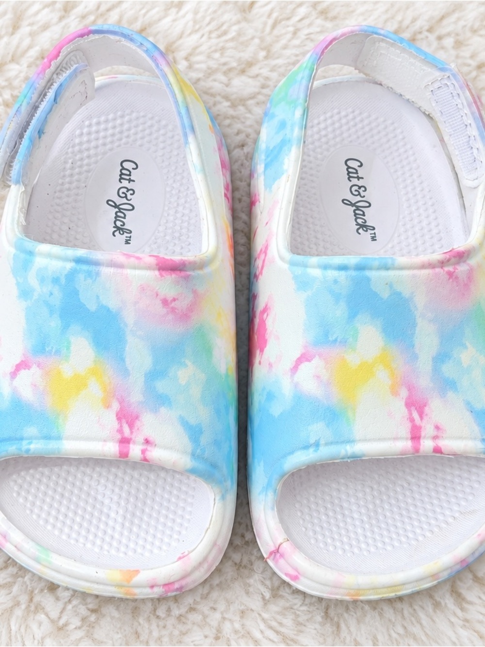 Cat & Jack Pastel Tie-Dye Kids Slide Sandals - Blue/Pink/Yellow